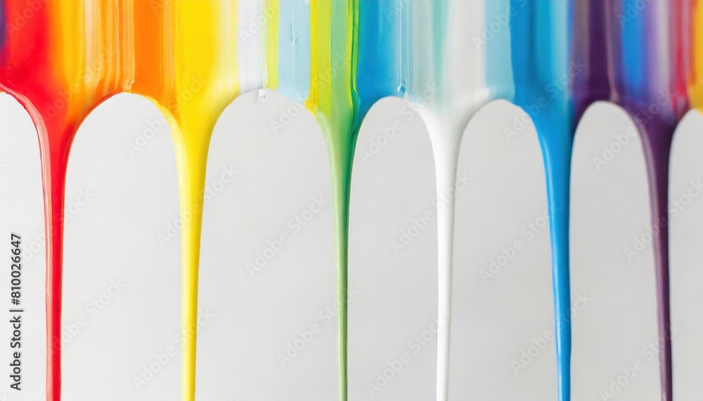 Rainbow colored paint dripping on white background. Banner with colored oil streaks Rainbow colored paint dripping on white background. Banner with colored oil streaks
