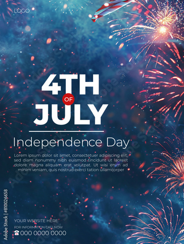 4th of July independence day poster, banner, flyer, background, template, with the greeting