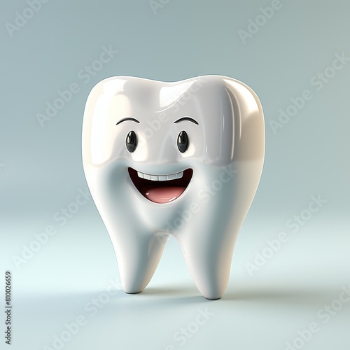 Tooth smile and happy mascot illustration. Dental care banner or logo Dentist's clinic.