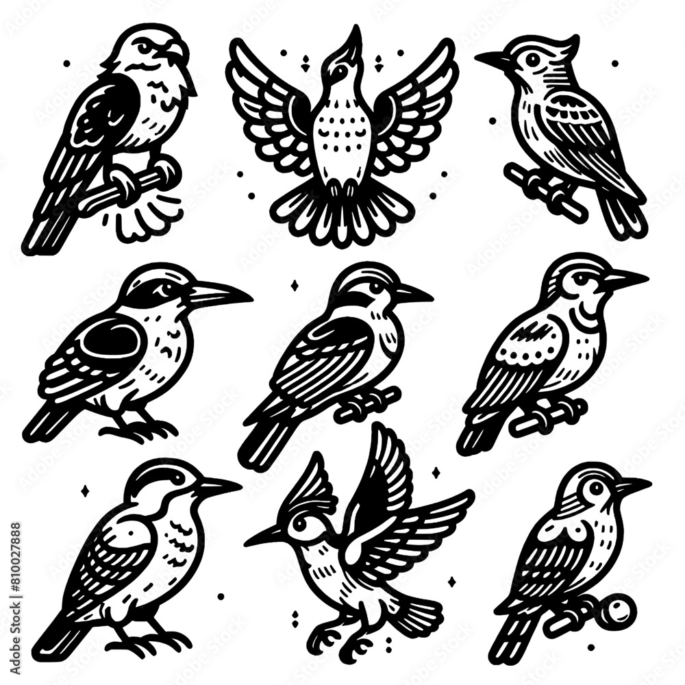 set icon Bird Outlines, Coloring SVG Clipart, Kid Party Coloring Activity Clipart Stamp, Eagle Hawk Woodpecker Hummingbird Bluejay, black and white.svg set icon Bird Outlines, Coloring SVG Clipart, Kid Party Coloring Activity Clipart Stamp, Eagle Hawk Woodpecker Hummingbird Bluejay, black and white.svg