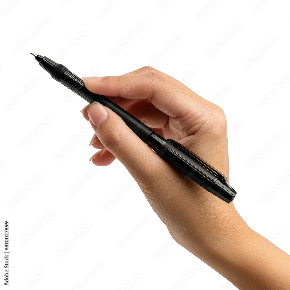 Hand holding a black fountain pen isolated on transparent background Hand holding a black fountain pen isolated on transparent background