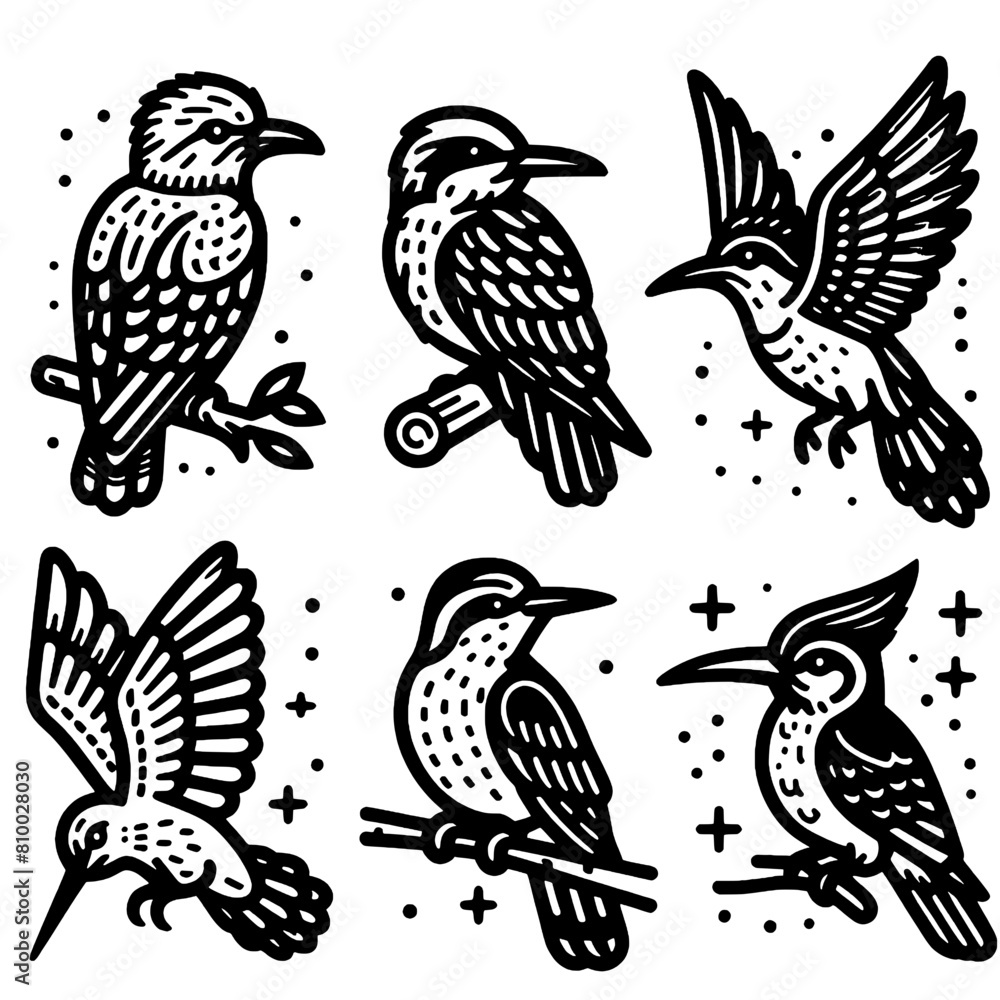set icon Bird Outlines, Coloring SVG Clipart, Kid Party Coloring Activity Clipart Stamp, Eagle Hawk Woodpecker Hummingbird Bluejay, black and white.svg set icon Bird Outlines, Coloring SVG Clipart, Kid Party Coloring Activity Clipart Stamp, Eagle Hawk Woodpecker Hummingbird Bluejay, black and white.svg