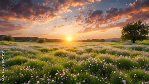 sunset-over-vast-blossoming-meadow-landscape