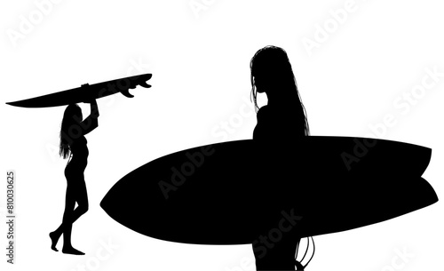 surfistas, contraluz, vector, tabla, surf, mar, atardecer, mujer surfista, silueta, tablista, ilustracion, arte surf, rosa, surfista en la playa, chica surf, mujer