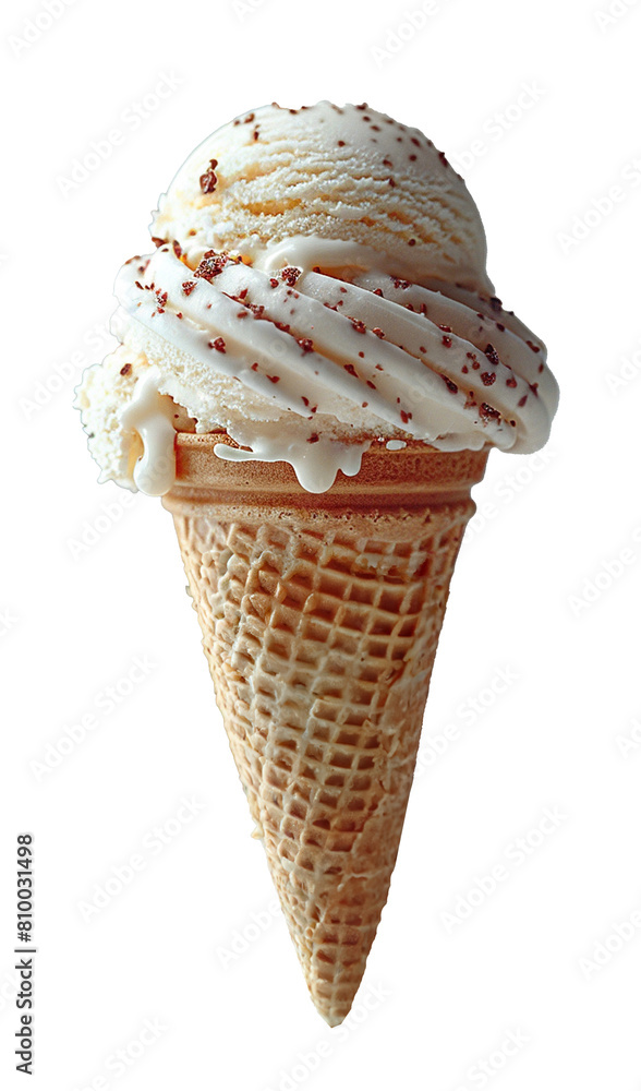 vanilla cone ice cream made from plant milk close-up vanilla cone ice cream made from plant milk close-up