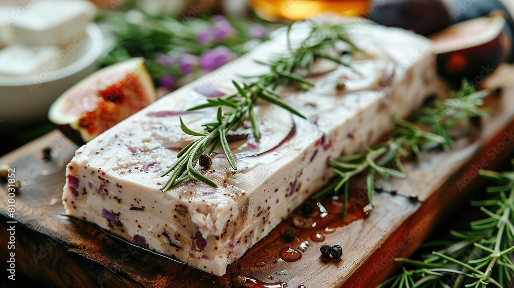 A slice of meat rests atop a wood cutting board alongside bowls of fresh fruit and a sharp knife A slice of meat rests atop a wood cutting board alongside bowls of fresh fruit and a sharp knife