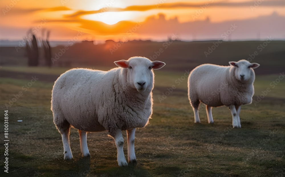 Obraz premium Sheep enchanting Islamic background for design eid al adha social media greeting post, photo