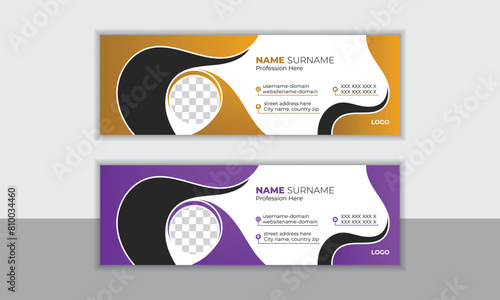 Modern creative email signature design template for business, corporate email signature design, Modern email signature vector templates with two color version available .
