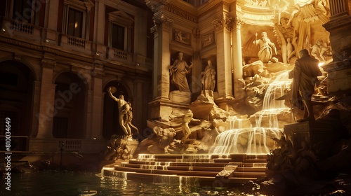 Famous places in Roma: the Trevi Fountain. 8K photo