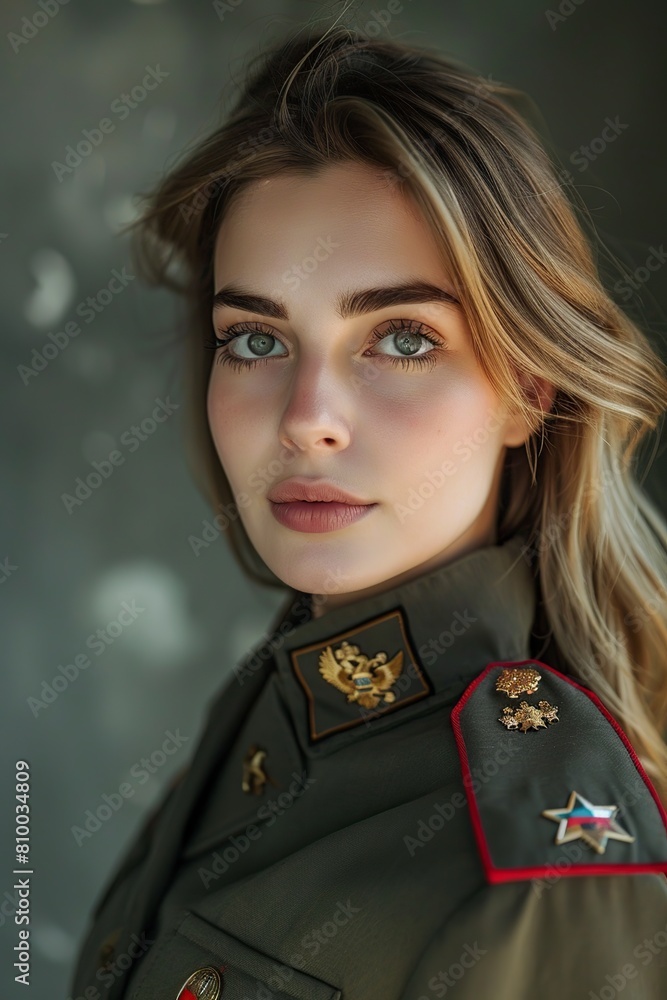 beautiful young female soldier dressed in uniform beautiful young female soldier dressed in uniform
