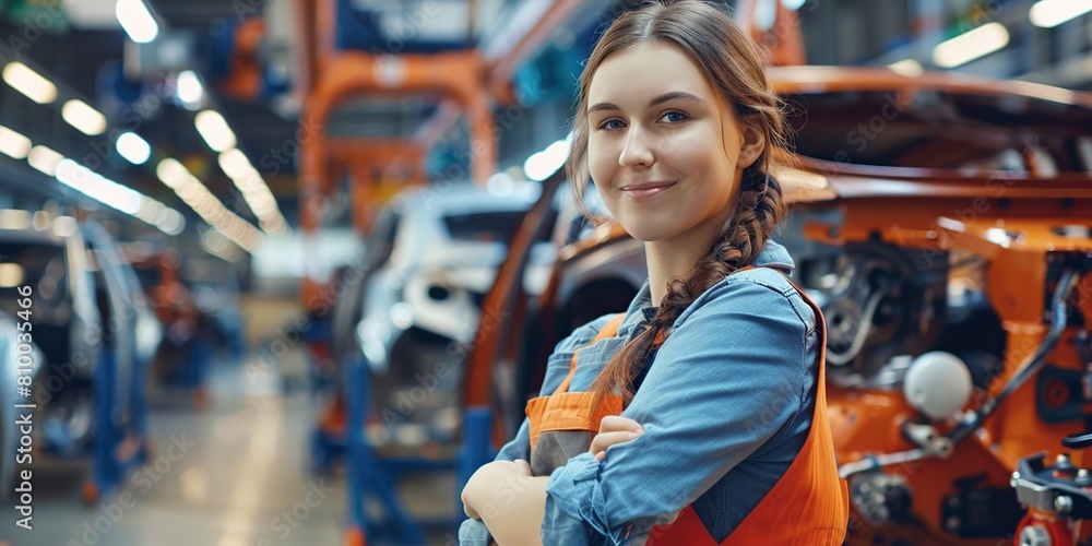 Woman in Blue Shirt by Machine Woman in Blue Shirt by Machine