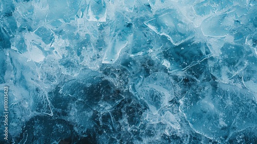 Textured background of blue ice on smooth surface of frozen lake water in winter in vatnajokull national park photo