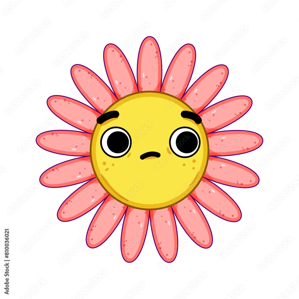 retro flower character cartoon. heface cute, funny comic, trendy sticker retro flower character sign. isolated symbol vector illustration retro flower character cartoon. heface cute, funny comic, trendy sticker retro flower character sign. isolated symbol vector illustration