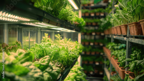 A building filled with terrestrial plants growing on shelves