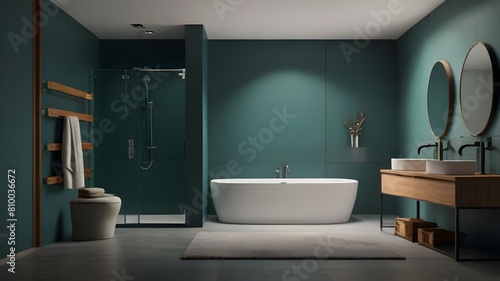 Rustic wooden bed against empty white wall. Scandinavian loft interior design of modern bedroom.