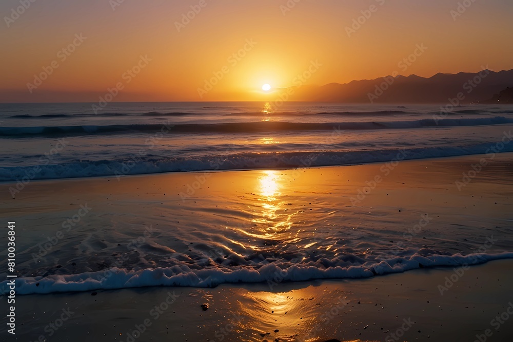 Sunset on Pacific Ocean in California. Sunset on the Pacific Ocean on the Malibu Coast of California
