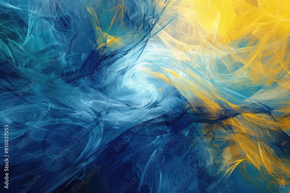 Vibrant abstract painting in blue and yellow colors. Suitable for art and design projects Vibrant abstract painting in blue and yellow colors. Suitable for art and design projects