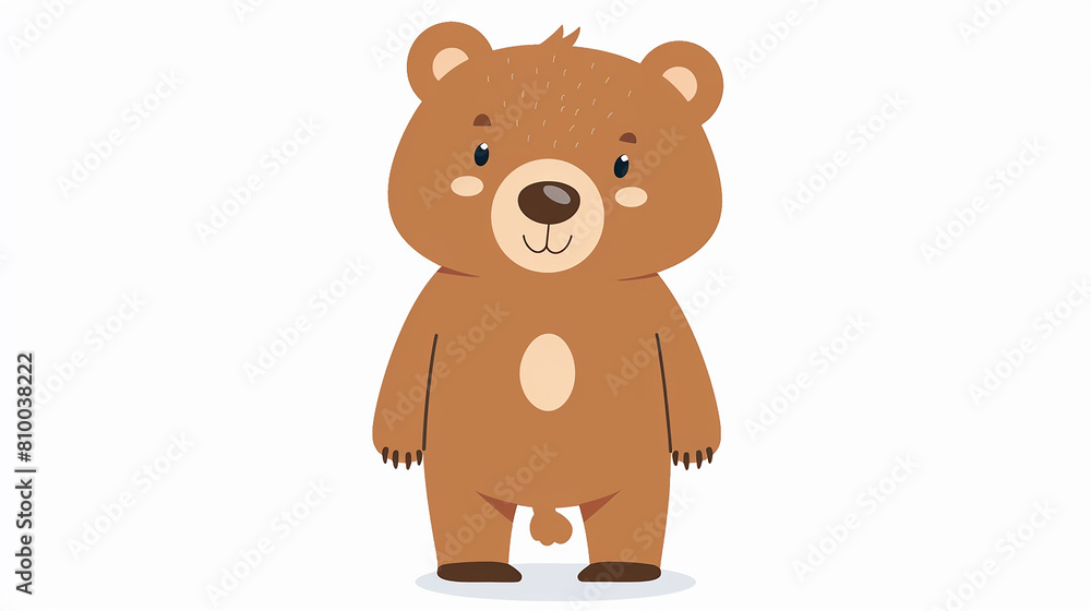 A white background with a cute cartoon illustration of a bear in the center A white background with a cute cartoon illustration of a bear in the center