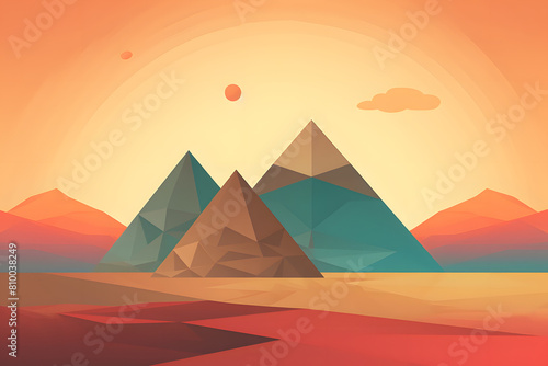 illustrated vintage style pyramids  vintage style pyramids  pyramids in the desert