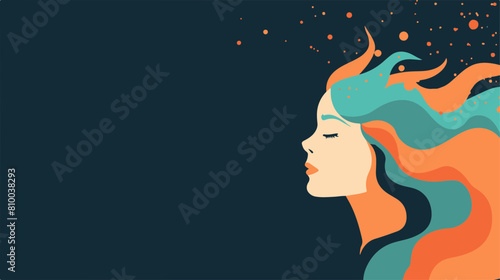 Artistic Silhouette of a Woman with Flowing Multicolored Hair