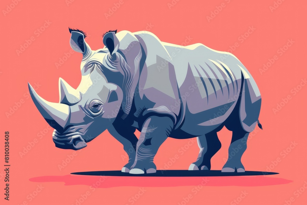 Obraz premium A rhino standing on top of a pink ground. Suitable for various nature and wildlife themed projects