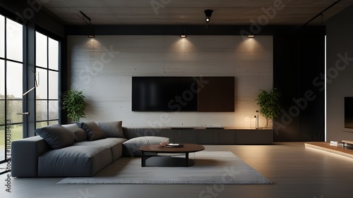 Rustic wooden bed against empty white wall. Scandinavian loft interior design of modern bedroom.