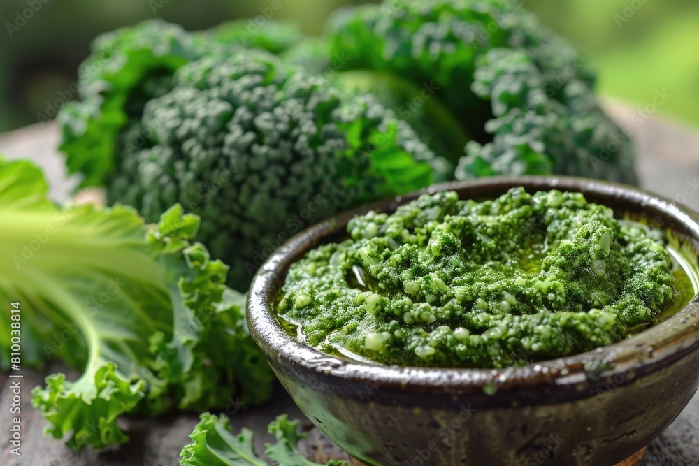 Fresh & Delicious Kale Pesto Sauce with Antioxidant-Rich Kale Leaves Fresh & Delicious Kale Pesto Sauce with Antioxidant-Rich Kale Leaves