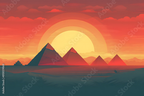 illustrated vintage style pyramids  vintage style pyramids  pyramids in the desert