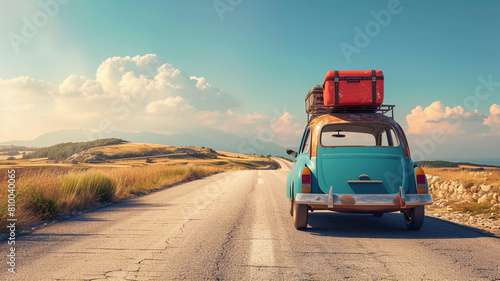 A scenic road trip summer vacation concept