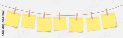 horizontal postits hanging from string