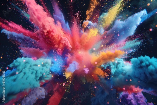 Colorful powder exploding in the air  perfect for advertising and celebration concepts