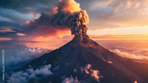 large volcano emitting smoke photo