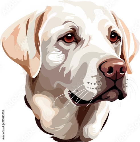 Labrador retrivet dog breed portrait, vector head illustration