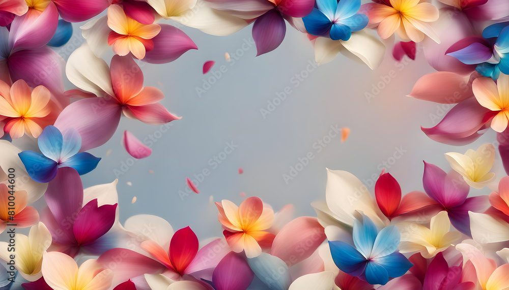 Beautiful landscape of a ring of colorful rose petals Beautiful landscape of a ring of colorful rose petals