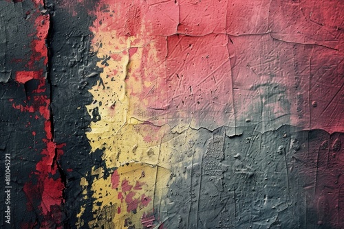 A wall with peeling paint in vibrant colors  suitable for backgrounds or texture overlays