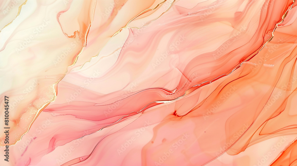 Soft peach and cream abstract background, gentle alcohol ink waves with luxurious oil paint texture.