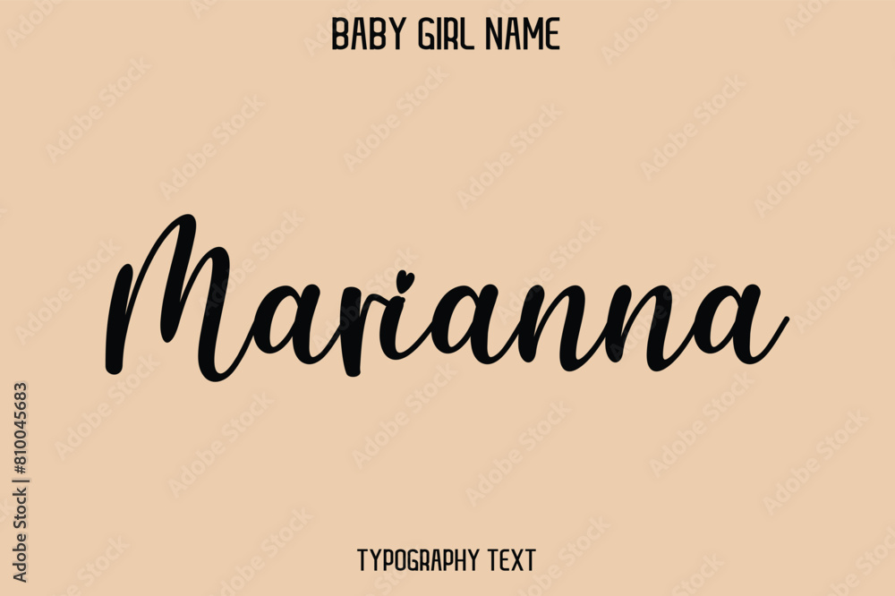 Marianna Baby Girl Name - Handwritten Cursive Lettering Modern Text Typography