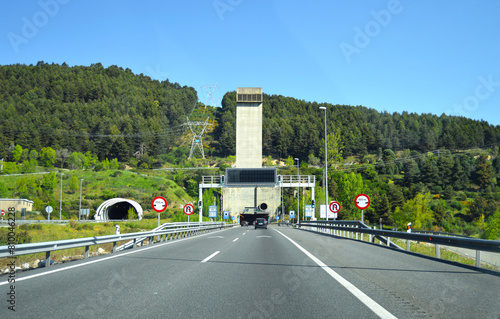 Túnel de Guadarrama en la AP-6, autopista del Noroeste en dirección a Segovia, Comunidad de Madrid, España photo