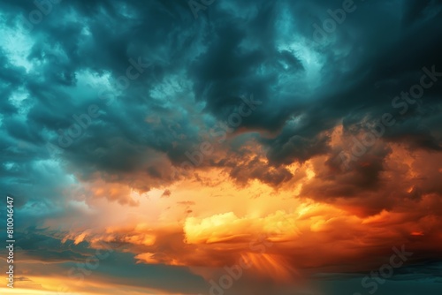 A dramatic sky background, with storm clouds gathering on the horizon © Cloudyew
