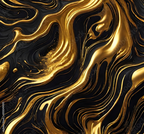 Swirling golden and black abstract art, Mesmerizing background
