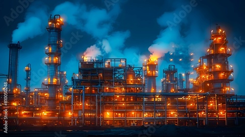 A nocturnal view of the external of a chemical industry.