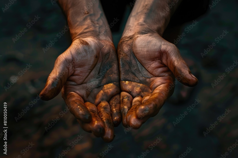 Pair of hands holding dirt, ideal for environmental or gardening concepts Pair of hands holding dirt, ideal for environmental or gardening concepts