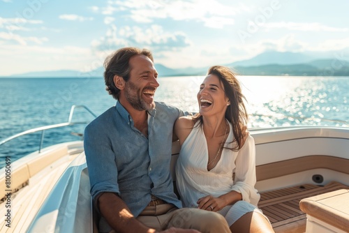Casual couple enjoying time on boat © gearstd
