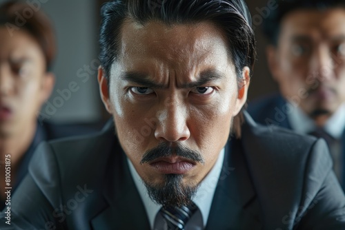 Disappointed Asian Applicant with Goatee Having a Bad Job Interview for Business Employment -