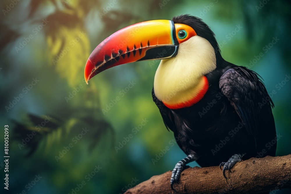 Naklejka premium Toucan bird portrait. Toco forest tropical. Generate Ai
