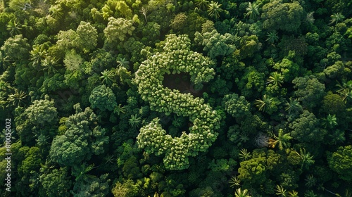 Entrepreneurs planting trees in the shape of dollar signs, combining financial growth with environmental consciousness in an innovative venture photo