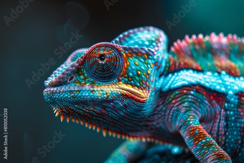 Chameleon animal in a thicket of plants