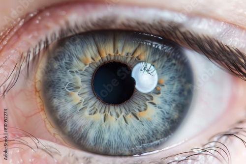 Corneal Disease Keratoconus in Human Eye Macro Photo. Diagnosis of Astigmatism and Blindness Caused photo