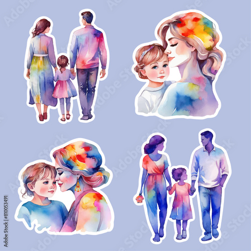 Happy Together A Watercolor Family Sticker