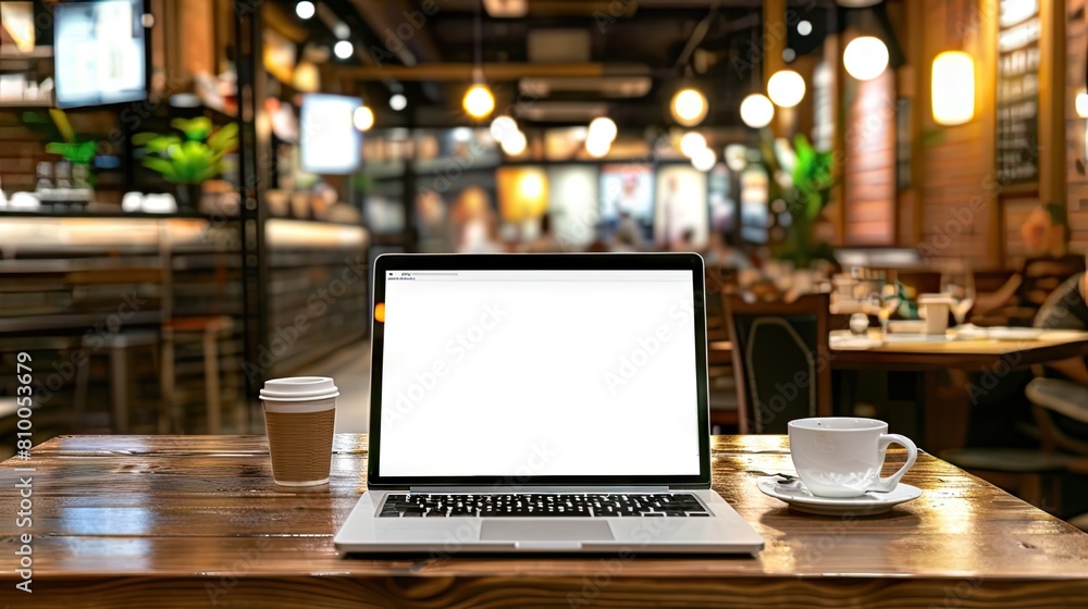Digital Oasis: Laptop Perched on Wooden Table